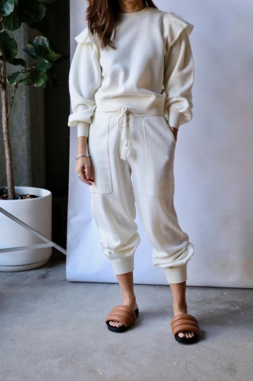 Ulla Johnson Set The Marlie Hoodie and Charley Pant in‎ Ivory Small Airport Cozy